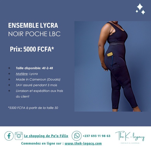 Ensemble Lycra Noir Poche LBC