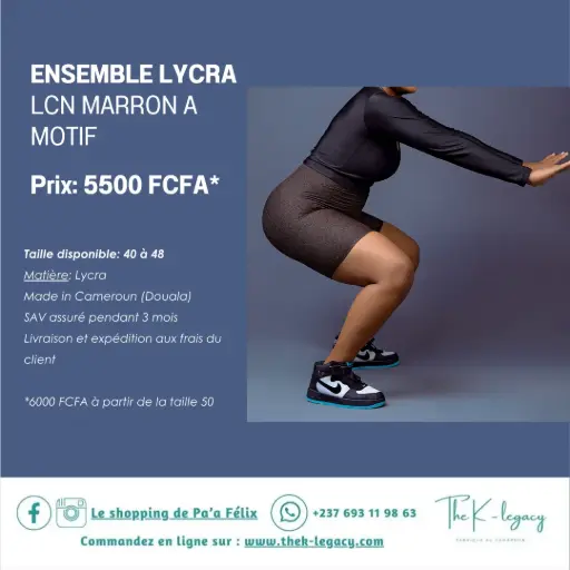 Ensemble Lycra LCN Marron A Motif