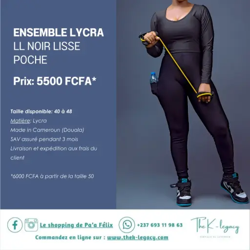 Ensemble Lycra LLN Noir Lisse Poche