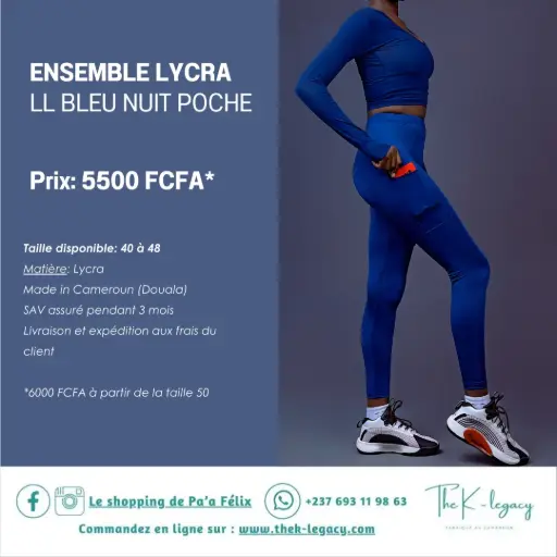Ensemble Lycra LL Bleu Nuit Poche