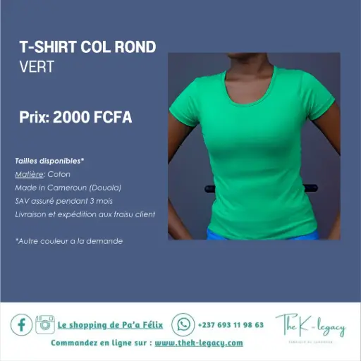 T-Shirt Col Rond Vert